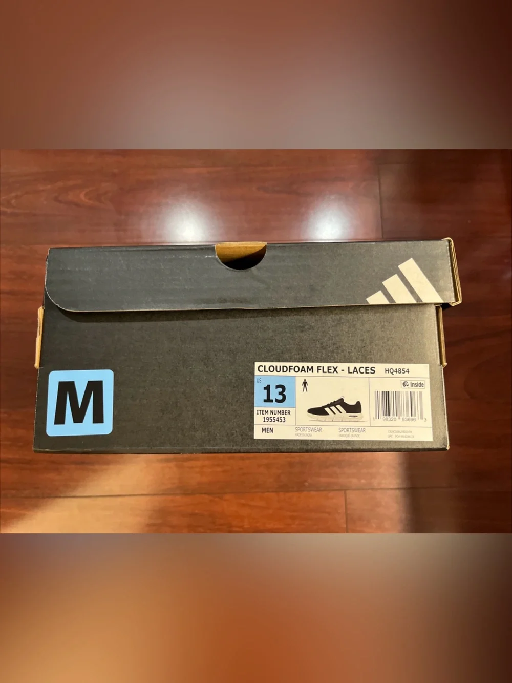 Mens 13 Adidas Cloudfoam Flex - Laces Black Shoe Sneaker Walking Running New Box